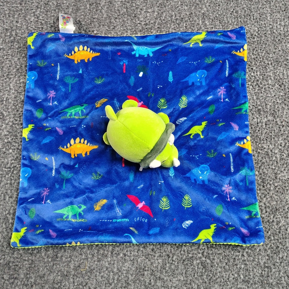 Smoochy Pals Dinosaur Security Blanket Baby Blue Green Triceratops Lovie